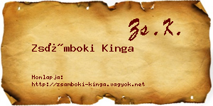 Zsámboki Kinga névjegykártya